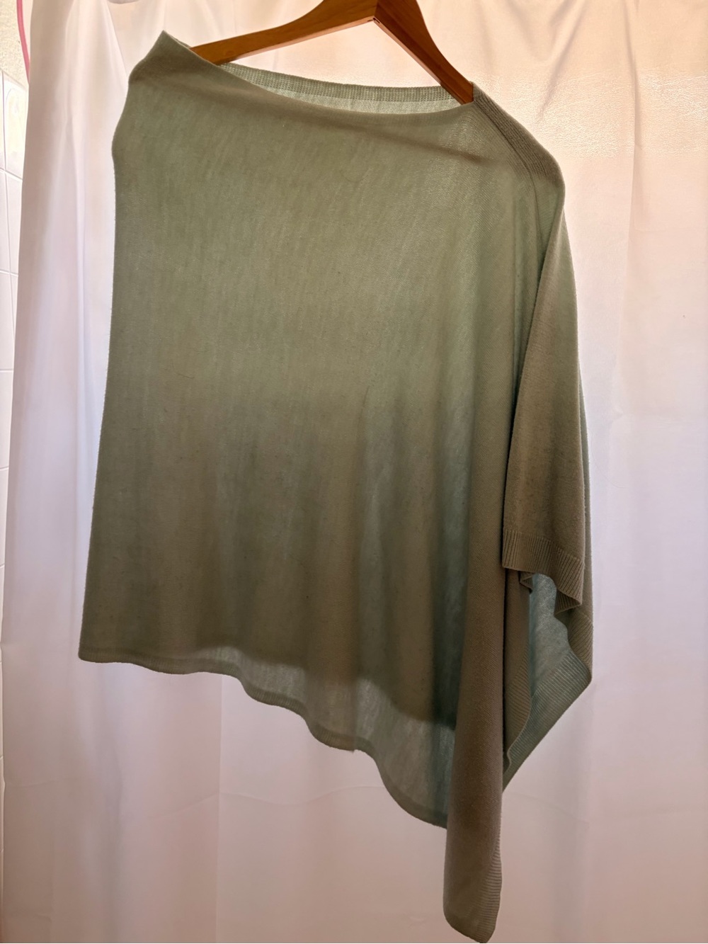 Amazon Mint Green Asymmetric Knit Poncho One Size
